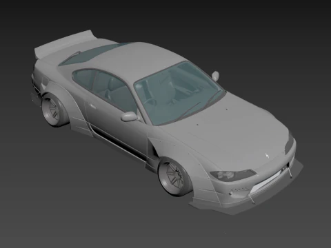 Nissan Silvia S15 Rocket Bunny 1999 Widebody Drift Car 3D Model