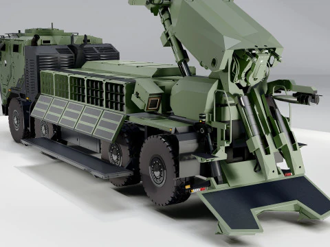 Modern Self-Propelled Howitzer Truck Military Artillery 3D Model
