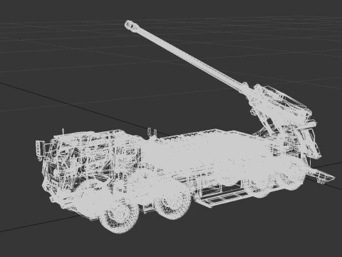 Modern Self-Propelled Howitzer Truck Military Artillery 3D Model