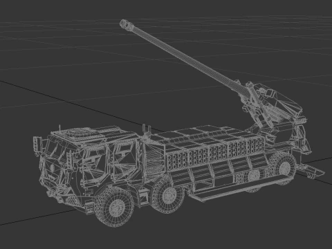 Modern Self-Propelled Howitzer Truck Military Artillery 3D Model