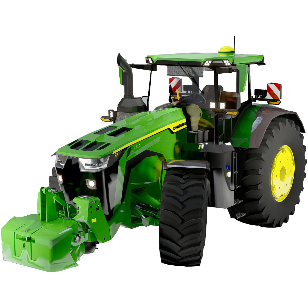 John Deere 8R 410 Trakt&ouml;r Ağır Hizmet Tarım Makinaları 3D Model .c4d .max .obj .3ds .fbx .stl .blend 