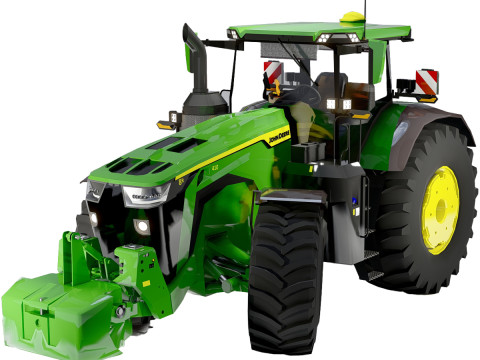 John Deere 8R 410 Traktor Mesin Pertanian Tugas Berat Model 3D