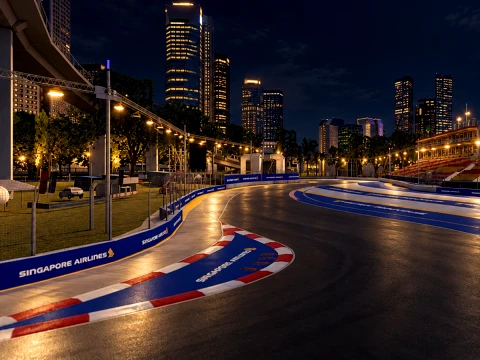 Marina Bay Caddesi Pisti F1 Singapur Büyük 3D Model