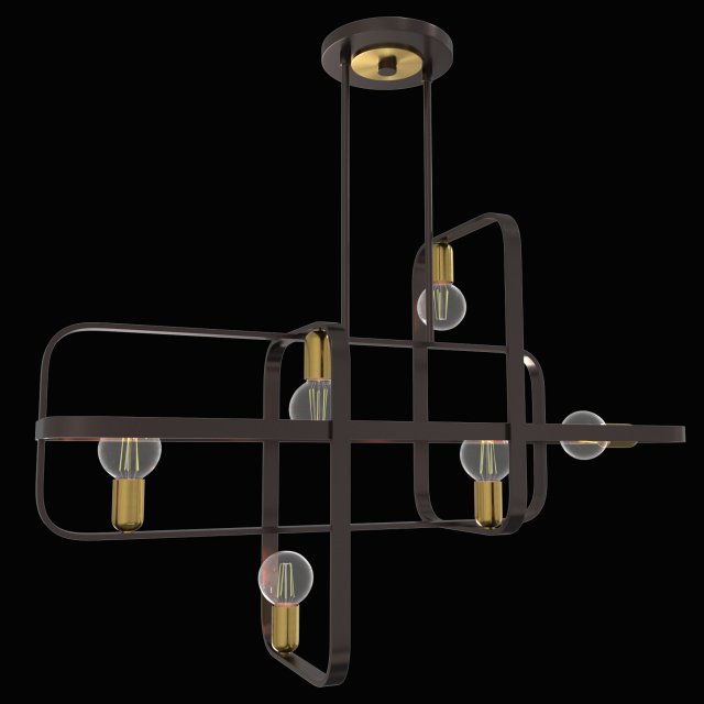 bronze with antique brass accents linear chandelier 3D Model .c4d .max .obj .3ds .fbx .stl .blend 