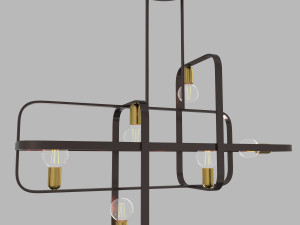 bronze with antique brass accents linear chandelier 3D Model