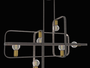 bronze with antique brass accents linear chandelier 3D Model
