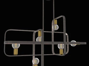 bronze with antique brass accents linear chandelier 3D Model