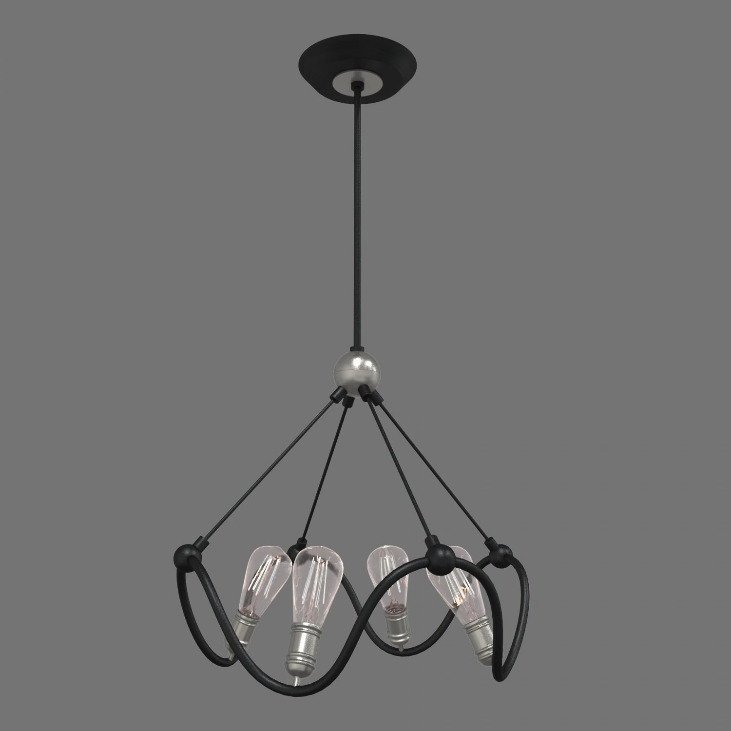 textured black with brushed nickel accents chandelier 3D Model .c4d .max .obj .3ds .fbx .stl .blend