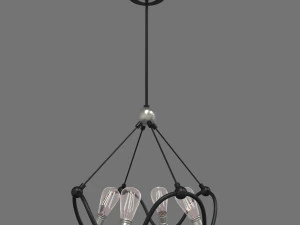 textured black with brushed nickel accents chandelier 3D Model