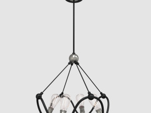 textured black with brushed nickel accents chandelier 3D Модель