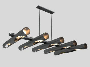 black linear chandelier 3D Model