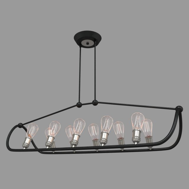 textured black with brushed nickel accents linear chandelier Model 3D .c4d .max .obj .3ds .fbx .stl .blend 