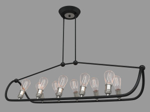 textured black with brushed nickel accents linear chandelier 3D 模型