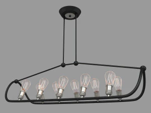 textured black with brushed nickel accents linear chandelier 3D Model