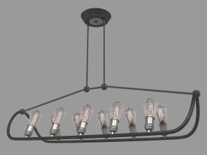 textured black with brushed nickel accents linear chandelier Model 3D