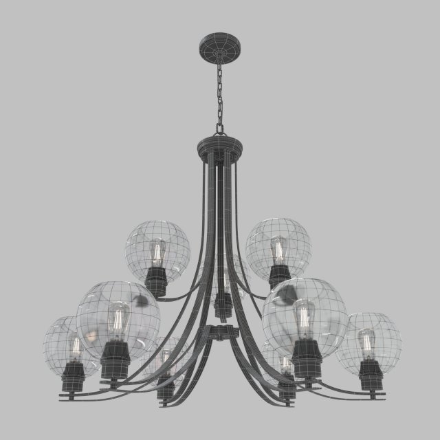 pruitt chandelier pruc5034mbk by quoizel Modelo 3D .c4d .max .obj .3ds .fbx .stl .blend 