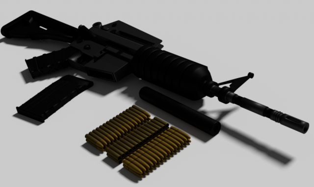 Rifle Colt M4A1 3D Модель .c4d .max .obj .3ds .fbx .stl .blend 