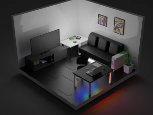 흑백 방 3D 프린트 모델