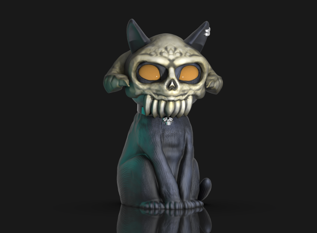 Skull cat 3D प्रिंट मॉडल .c4d .max .obj .3ds .fbx .stl .blend 