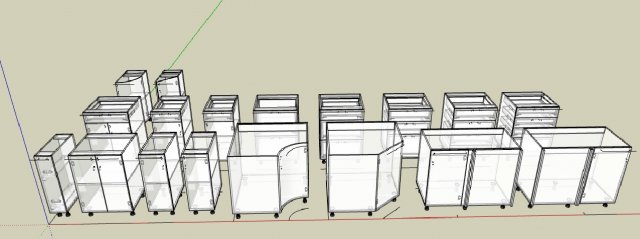 set of lower kitchen modules 3D Modell .c4d .max .obj .3ds .fbx .stl .blend