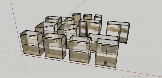 set of upper kitchen modules Model 3D .c4d .max .obj .3ds .fbx .stl .blend 