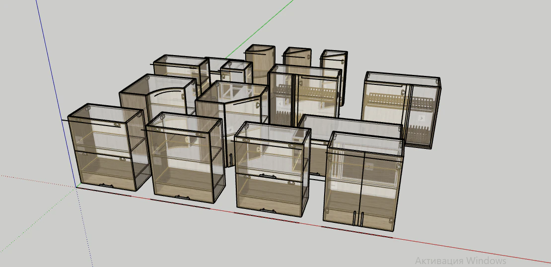 set of upper kitchen modules 3D Model .c4d .max .obj .3ds .fbx .stl .blend