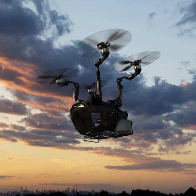 passenger quadcopter 3D Модель .c4d .max .obj .3ds .fbx .stl .blend 