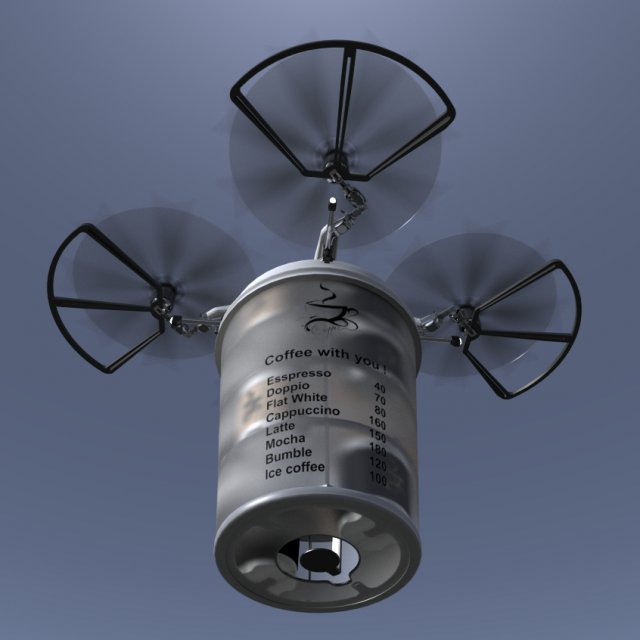 copter - coffee deliverer 3D Модель .c4d .max .obj .3ds .fbx .stl .blend 