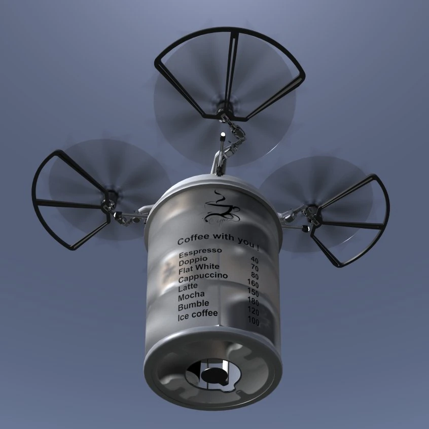 copter - coffee deliverer 3D Model .c4d .max .obj .3ds .fbx .stl .blend 