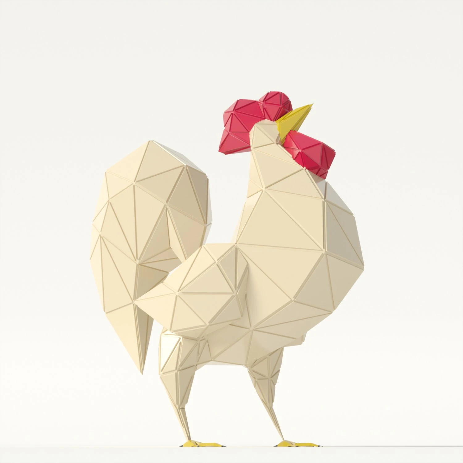 rooster polygonal papercraft 3D Model .c4d .max .obj .3ds .fbx .stl .blend