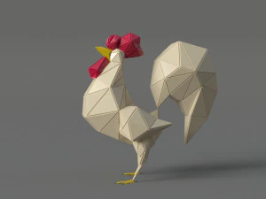 rooster polygonal papercraft 3D Model