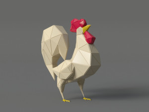 rooster polygonal papercraft Modelo 3D