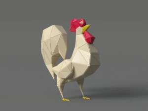 rooster polygonal papercraft 3D Model