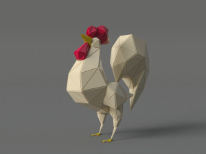 rooster polygonal papercraft Modelo 3D