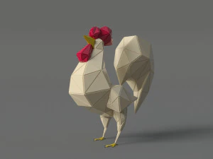 rooster polygonal papercraft 3D Model