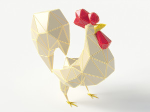 rooster polygonal papercraft Modelo 3D