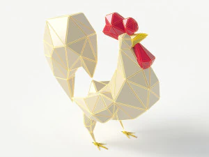 rooster polygonal papercraft 3D Model