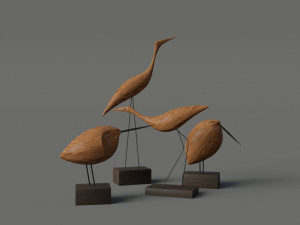 warm nordic wood birds pack 3D मॉडल