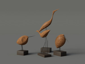 warm nordic wood birds pack 3D मॉडल
