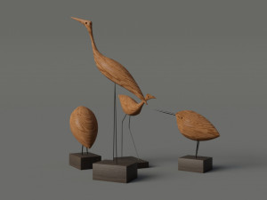 warm nordic wood birds pack 3D मॉडल