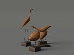 warm nordic wood birds pack 3D मॉडल