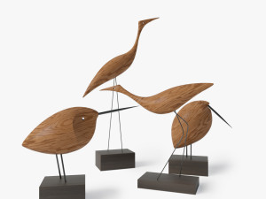 warm nordic wood birds pack 3D Model