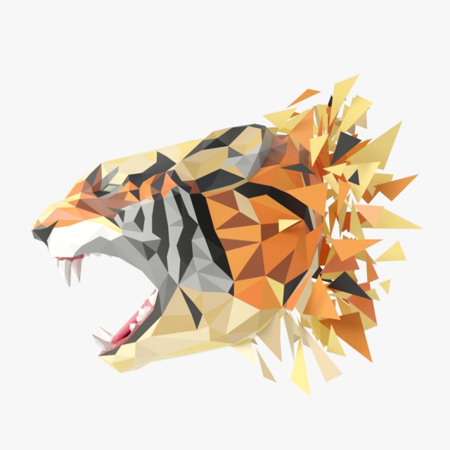 tiger polygonal papercraft Modelo 3D .c4d .max .obj .3ds .fbx .stl .blend 