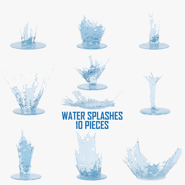 water crowns splash set 3D Model .c4d .max .obj .3ds .fbx .stl .blend 