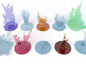 water crowns splash set 3D Model