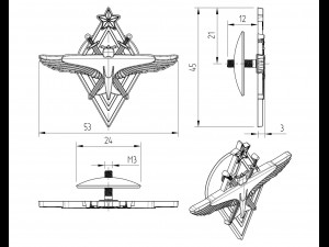 badge of the pilot of aviation schools of the red army air force 3D Model