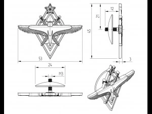 badge of the pilot of aviation schools of the red army air force 3D Model