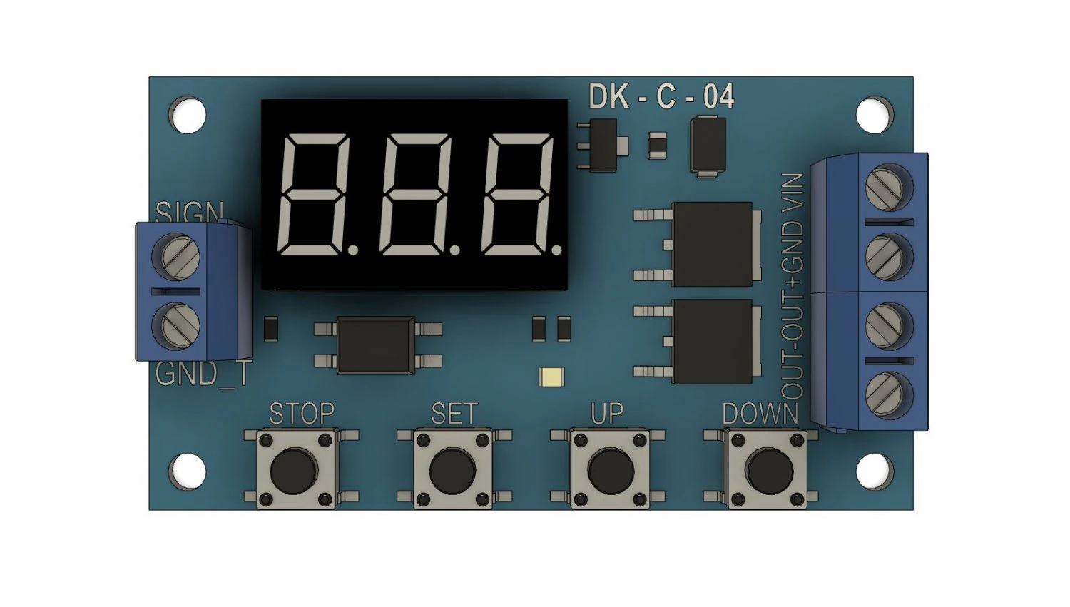 the dkc04 electronic board of the dcc432 delay controller relay 3D Model .c4d .max .obj .3ds .fbx .stl .blend 