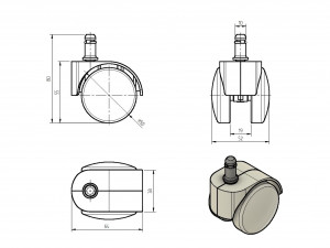 rotary casters wheels - wheel support for furniture 3D Model