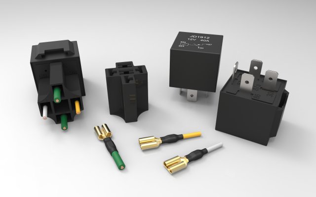 relay jd1912 12v 40a with connector 3D Модель .c4d .max .obj .3ds .fbx .stl .blend 